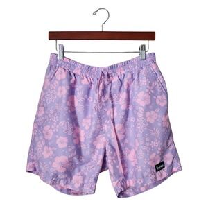 KULANI KINIS Floral Swim Trunks Lavender Pink Board Shorts Resort Wear Beachcore